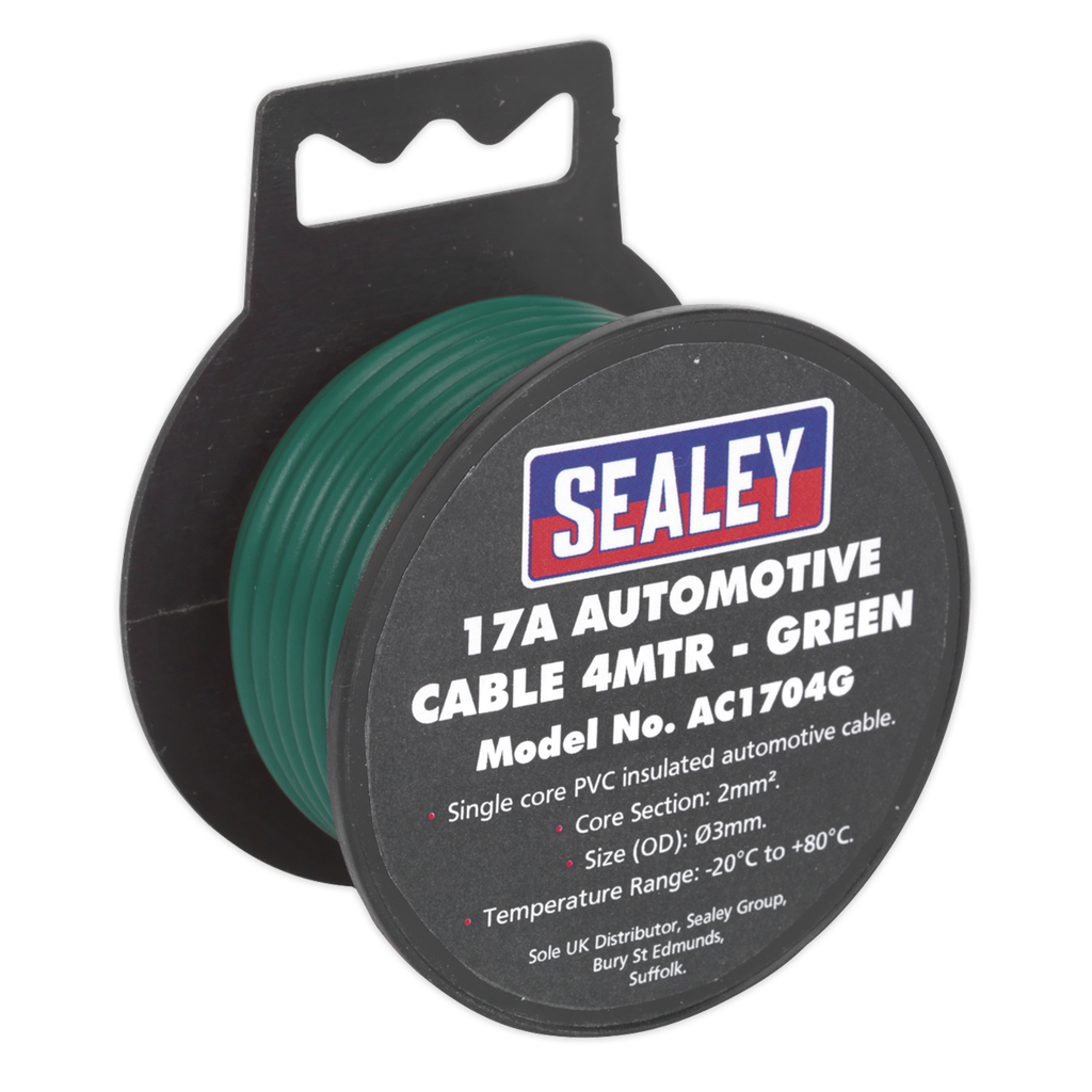 Sealey 17A Thick Wall Automotive Cable 4m - Green