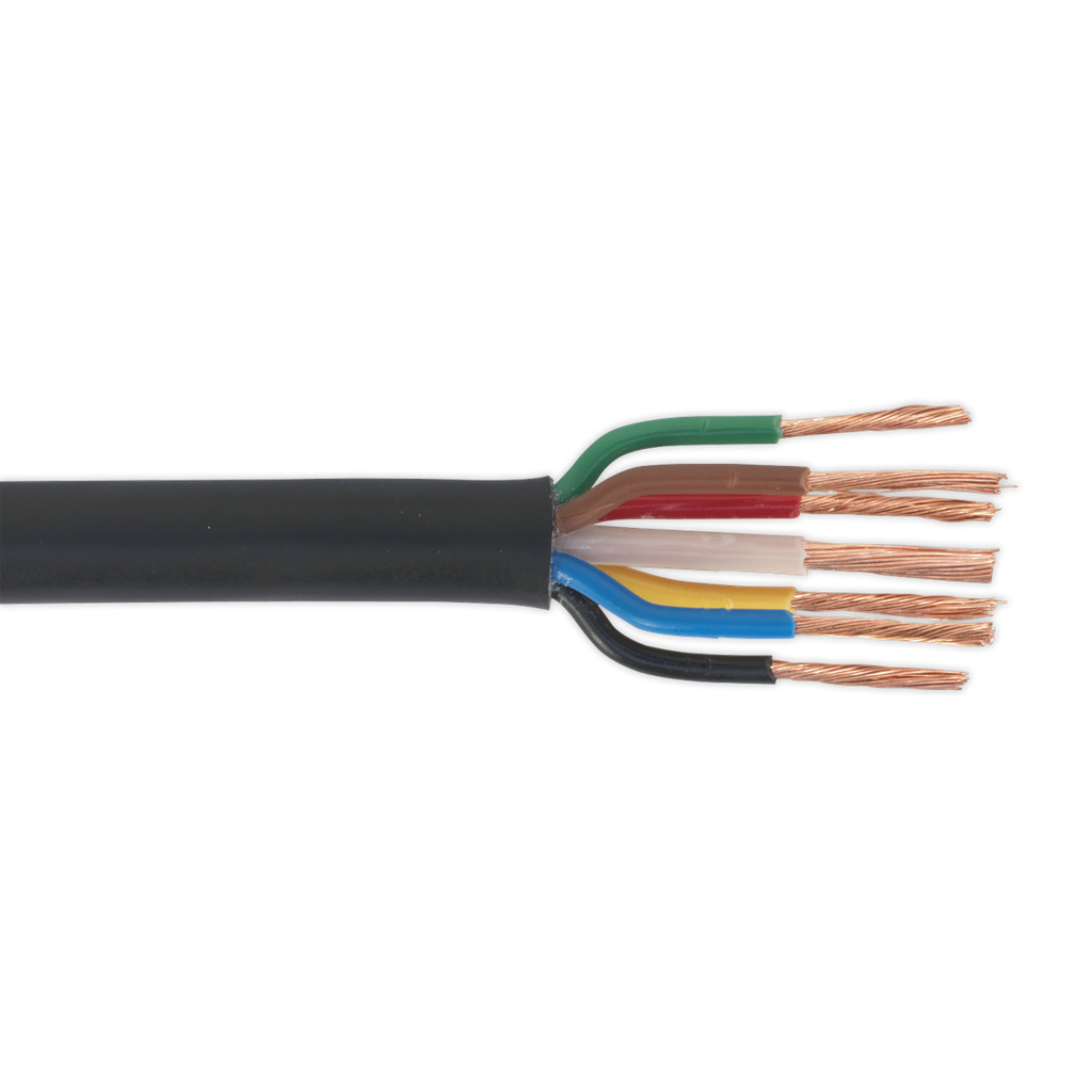 Sealey Thin Wall Automotive Cable 6 x 1mm² 32/0.20mm, 1 x 2mm² 28/0.30mm 30m - Black