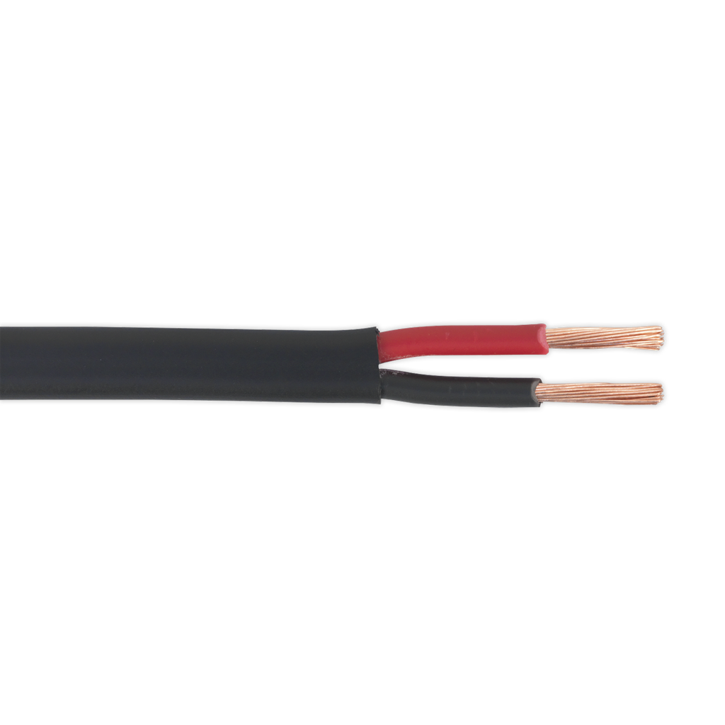 Sealey Thick Wall Flat Automotive Cable Twin 2 x 2mm² 28/0.30mm 30m - Black