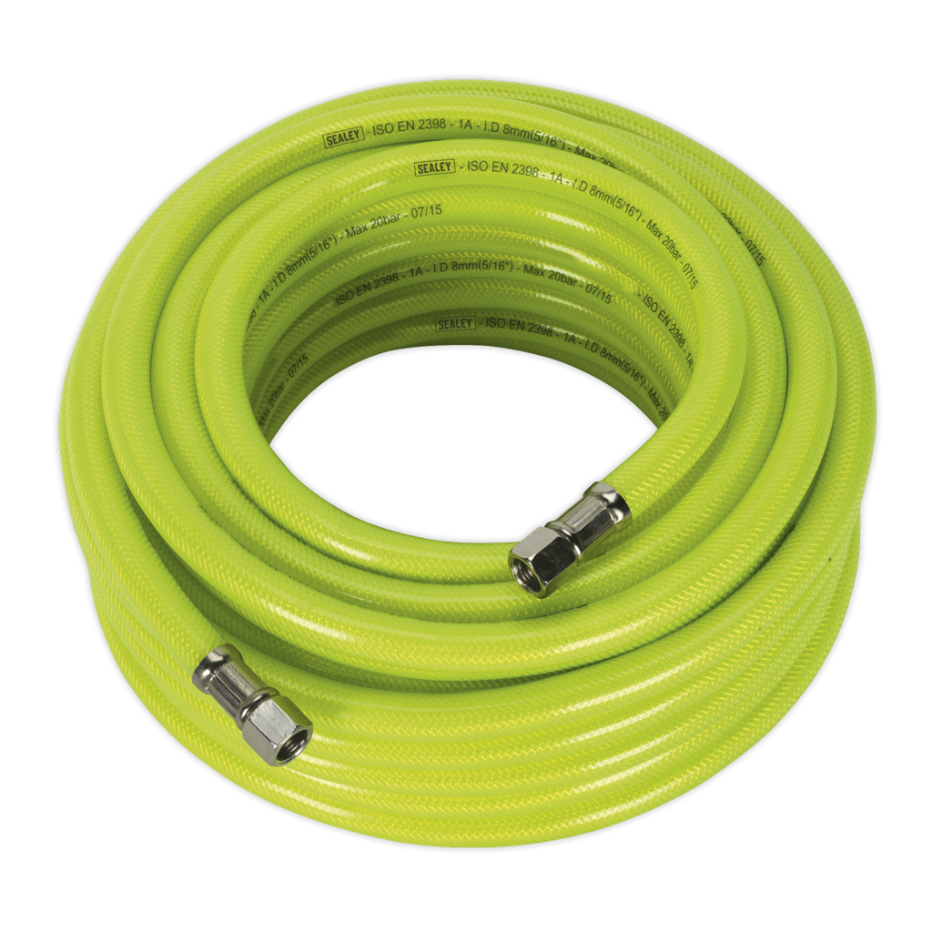 Sealey High-Visibility Air Hose with 1/4"BSP Unions 15m x 8mm