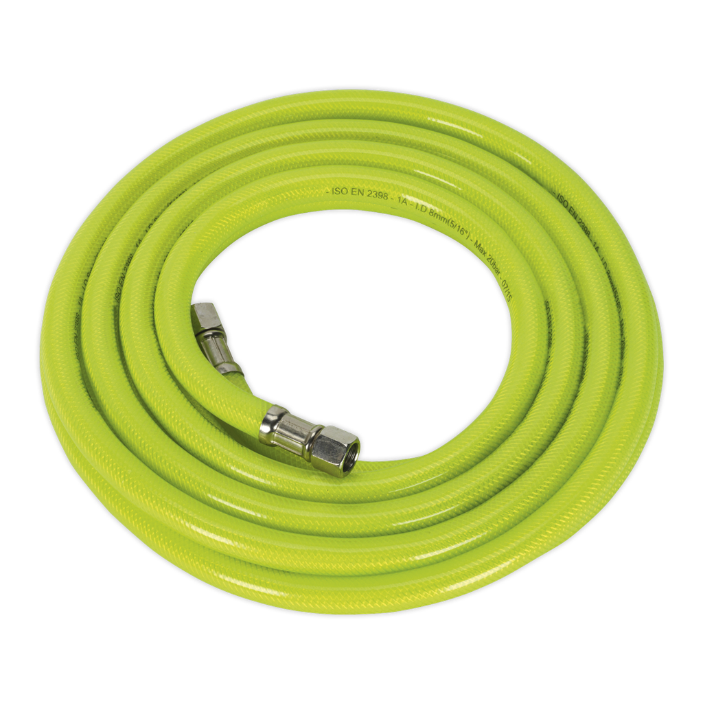 Sealey High-Visibility Air Hose with 1/4"BSP Unions 5m x 8mm