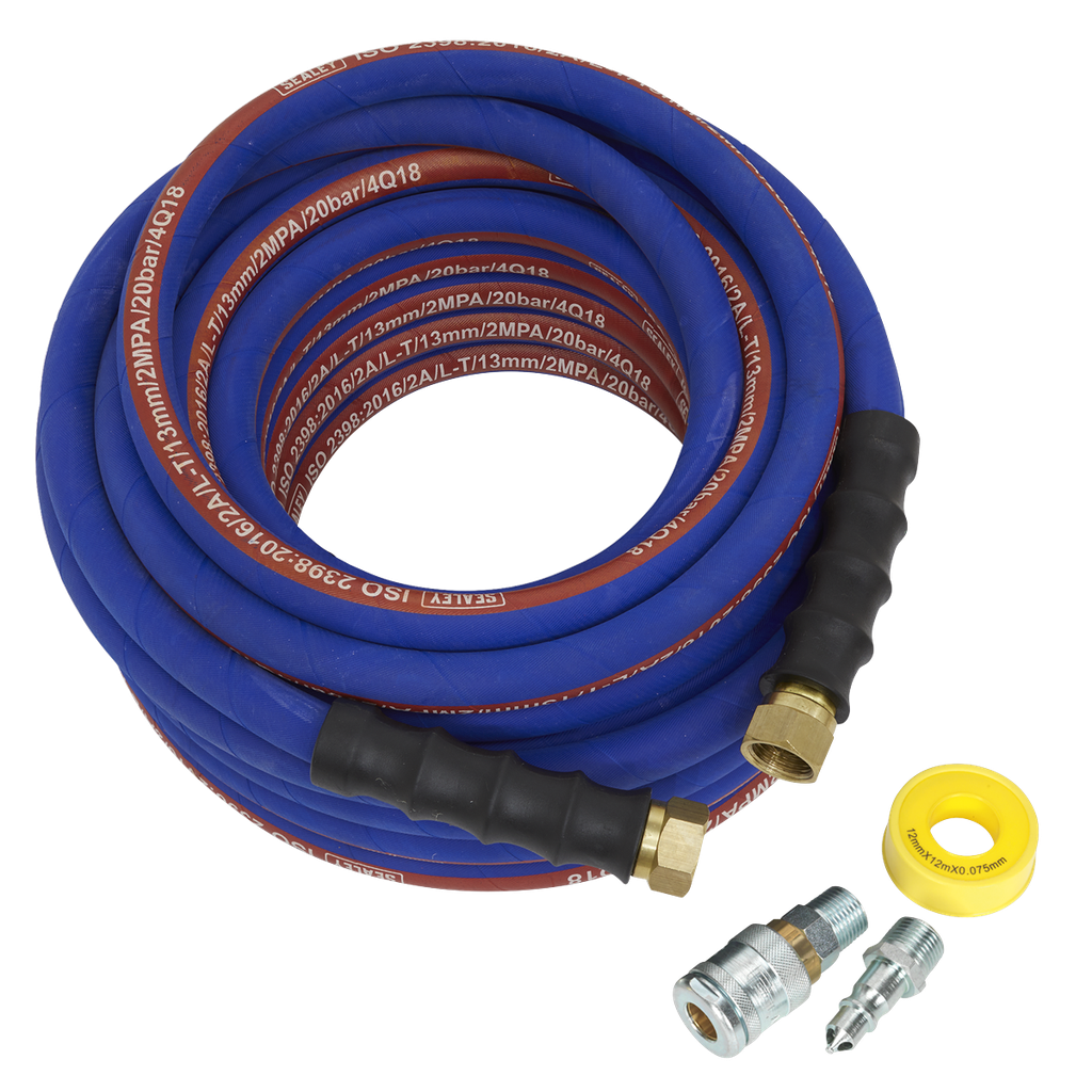 Sealey High Flow Air Hose Kit with PCL 100 Series Adaptors 15m x