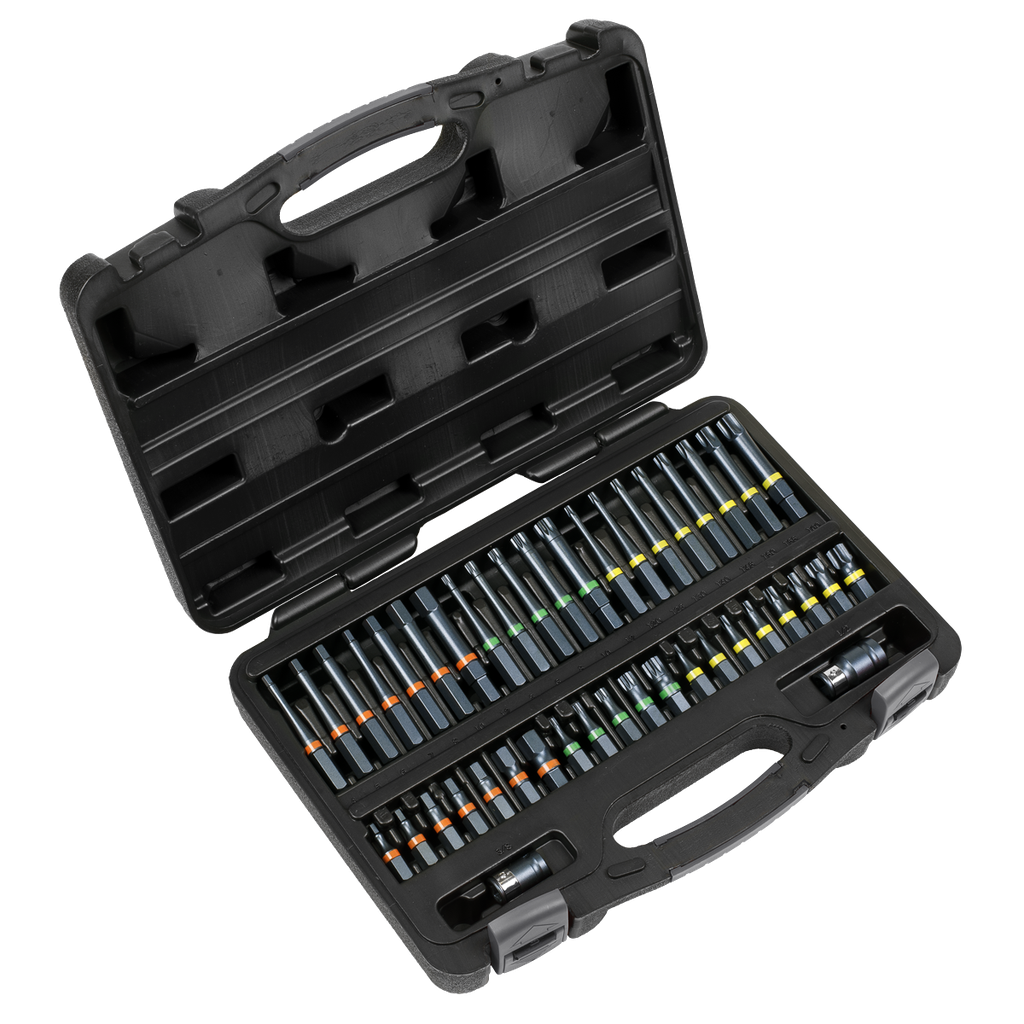 Sealey Premier Impact TRX-Star*/Hex/Spline Bit Set 3/8" & 1/2"Sq Drive 42pc