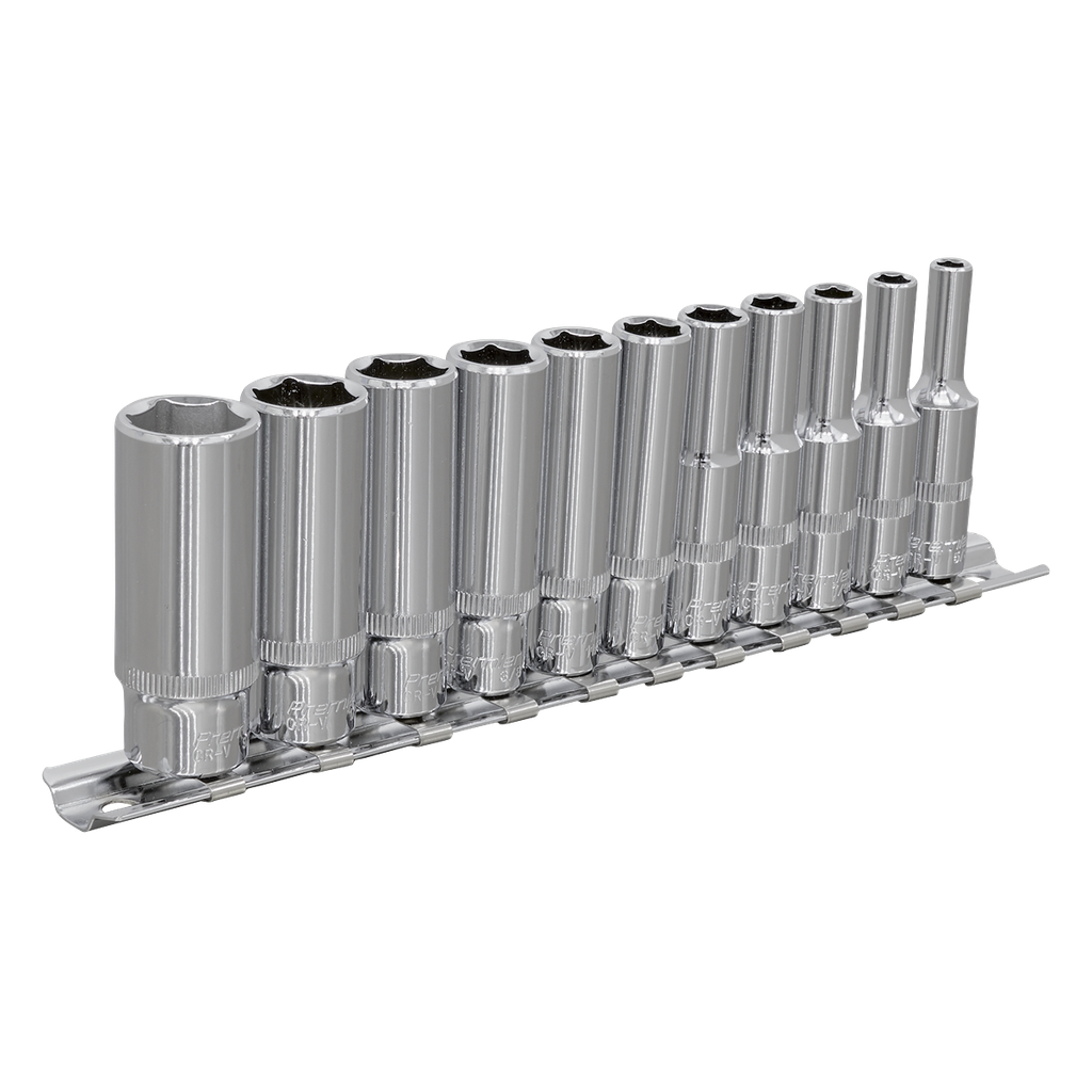 Sealey Premier Imperial Deep Socket Set 1/4"Sq Drive 11pc