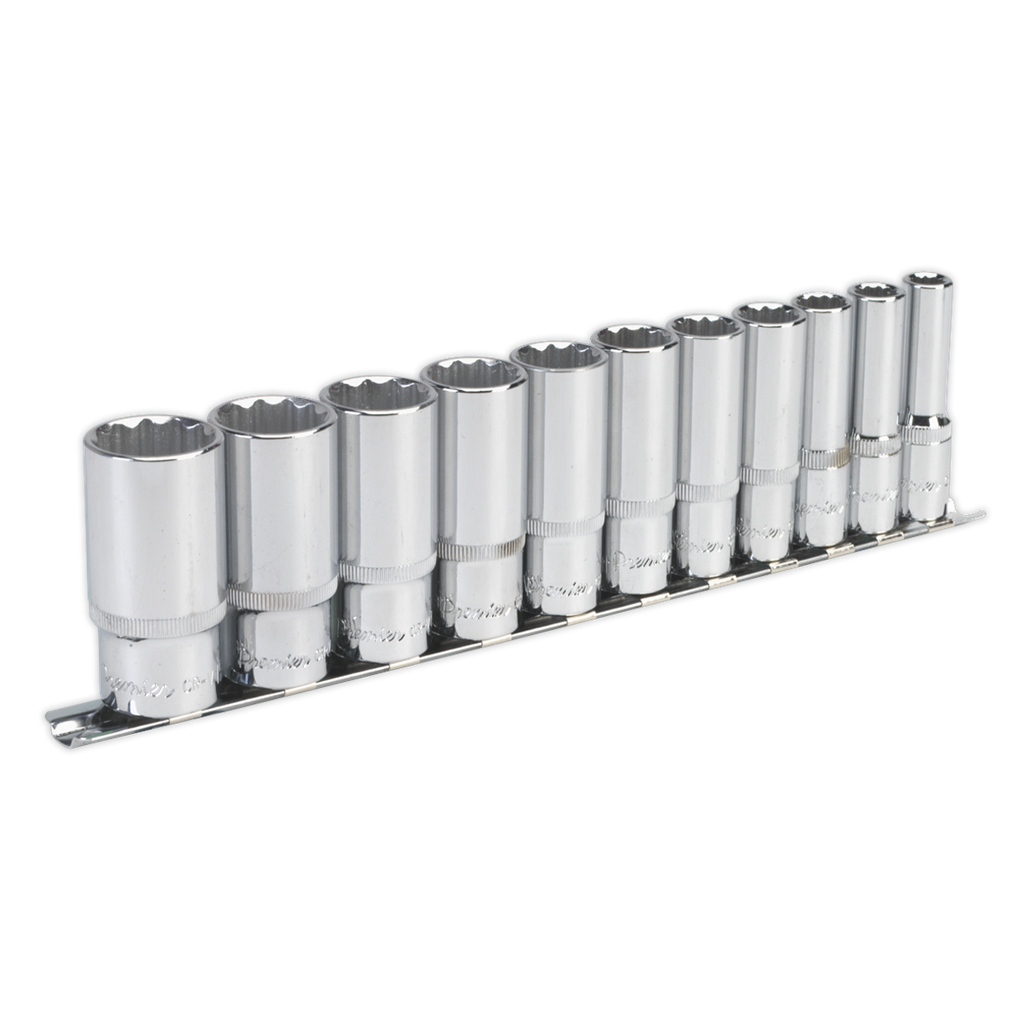 Sealey Premier Imperial Deep Socket Set 3/8"Sq Drive 12-point 11pc