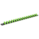 Sealey Premier Socket Retaining Rail with 16 Clips 3/8"Sq Drive - Hi-Vis Green
