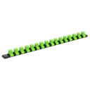 Sealey Premier Socket Retaining Rail with 16 Clips 1/2"Sq Drive - Hi-Vis Green