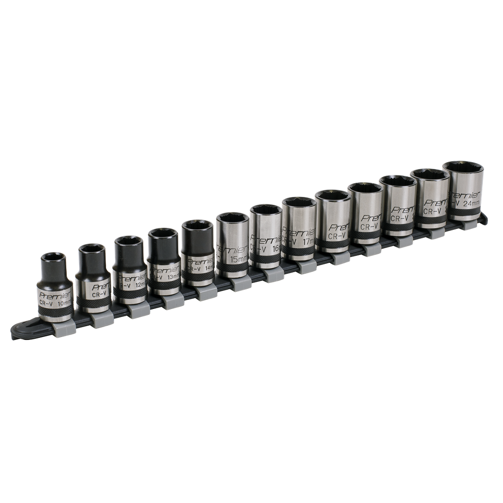 Sealey Premier Black Lock-On™ Socket Set 1/2"Sq Drive 13pc