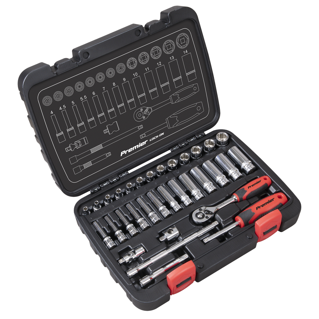 Lock-On™ Socket Set 1/4"Sq Drive 32pc