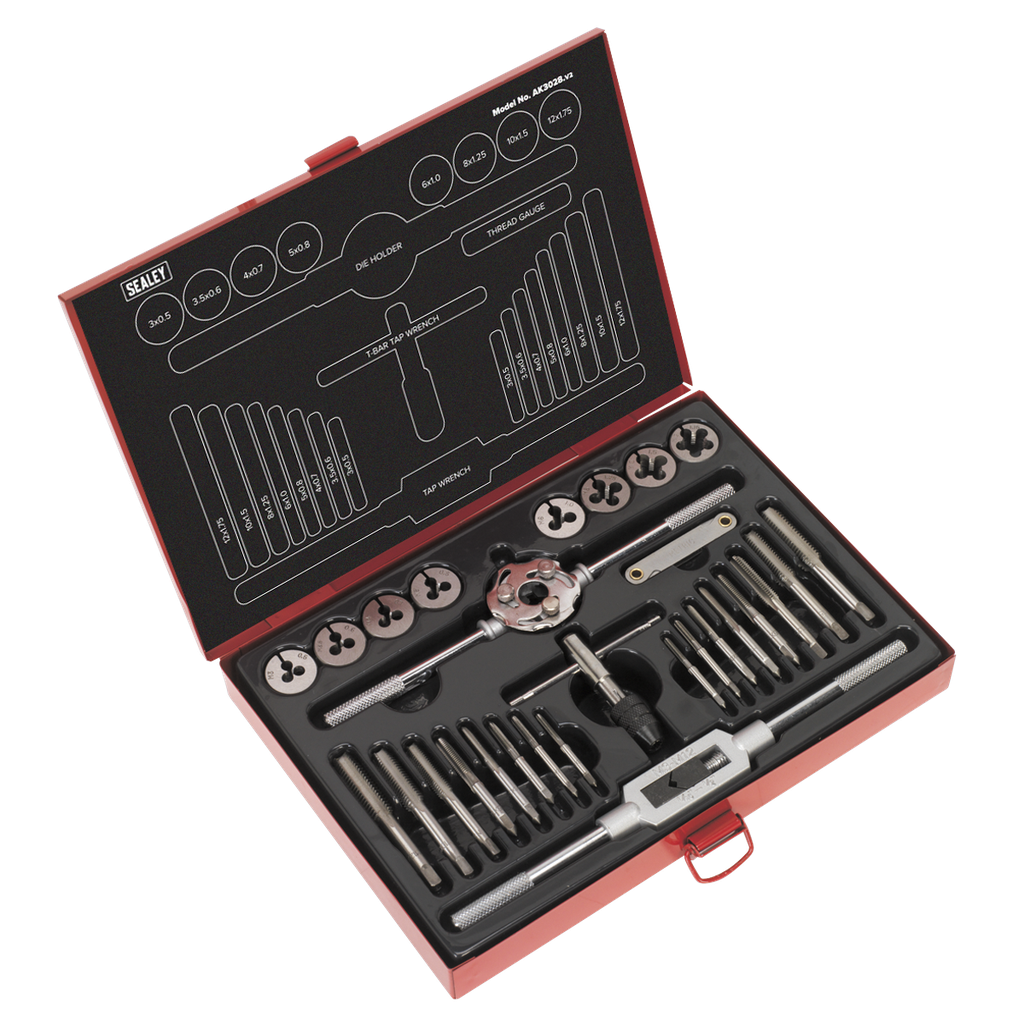 Sealey Metric Tap & Die Set Split Dies 28pc