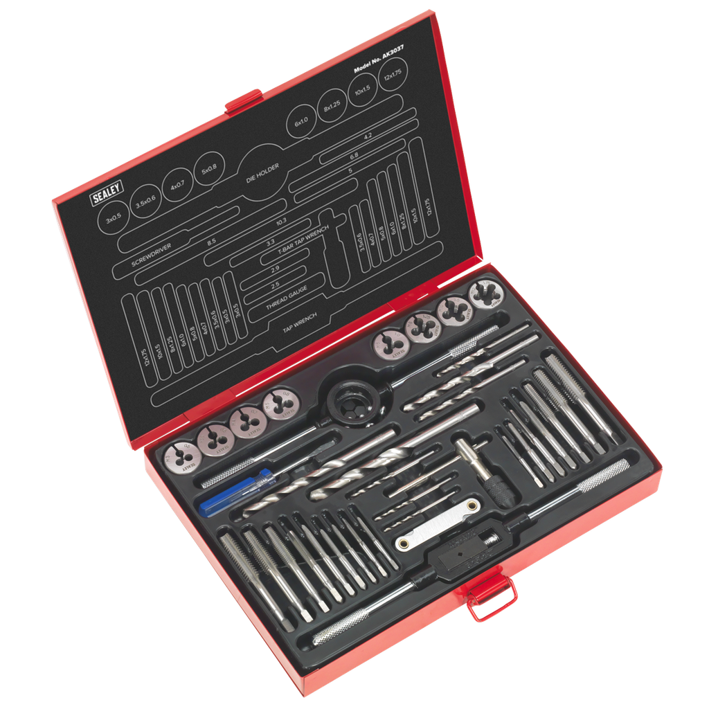 Sealey Metric Tap & Die Set Split Dies 37pc