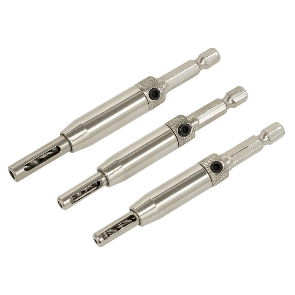 Sealey Self-Centring Chamfered Hinge Drill Set 3pc