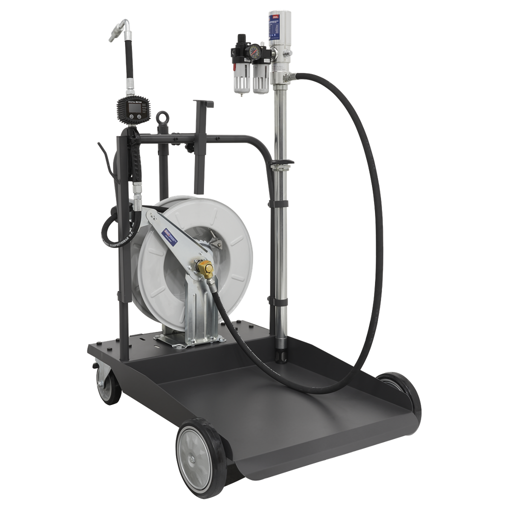 Sealey Air Operated Oil Dispensing System with 10m Retractable Hose Reel