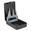 Sealey Double Flute HSS 4341 Step Drill Bit Set 3pc