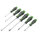 Sealey Premier Hammer-Thru Screwdriver Set 6pc - Hi-Vis Green