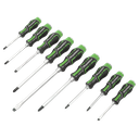 Sealey Premier Hammer-Thru Screwdriver Set 9pc - Hi-Vis Green