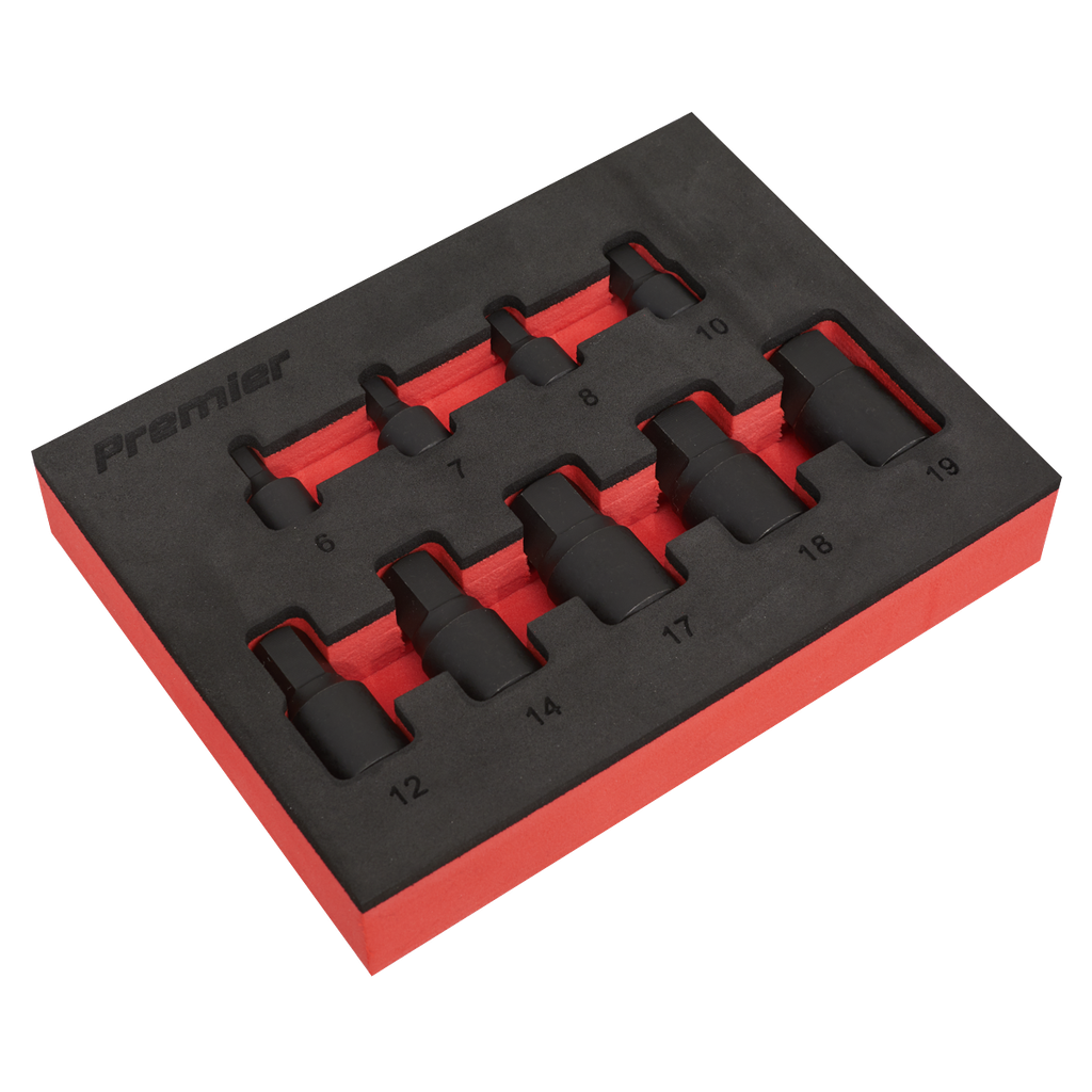 Sealey Premier Low Profile Hex Impact Socket Bit Set 1/4" & 3/8"