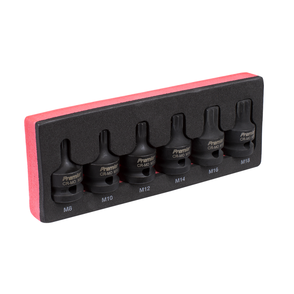 Premier Spline Impact Socket Bit Set 1/2"Sq Drive 6pc