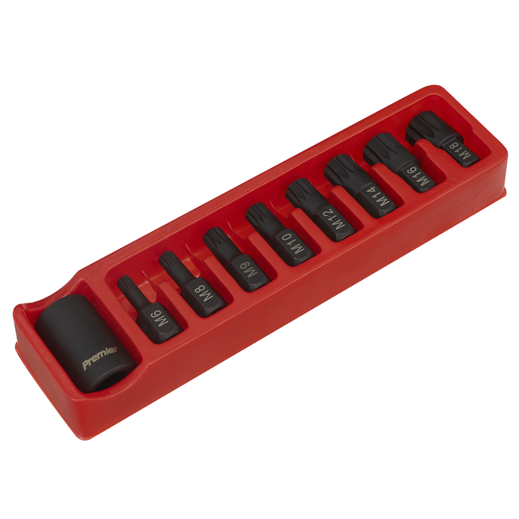 Premier Spline Impact Bit & Holder Set 1/2"Sq Drive 9pc