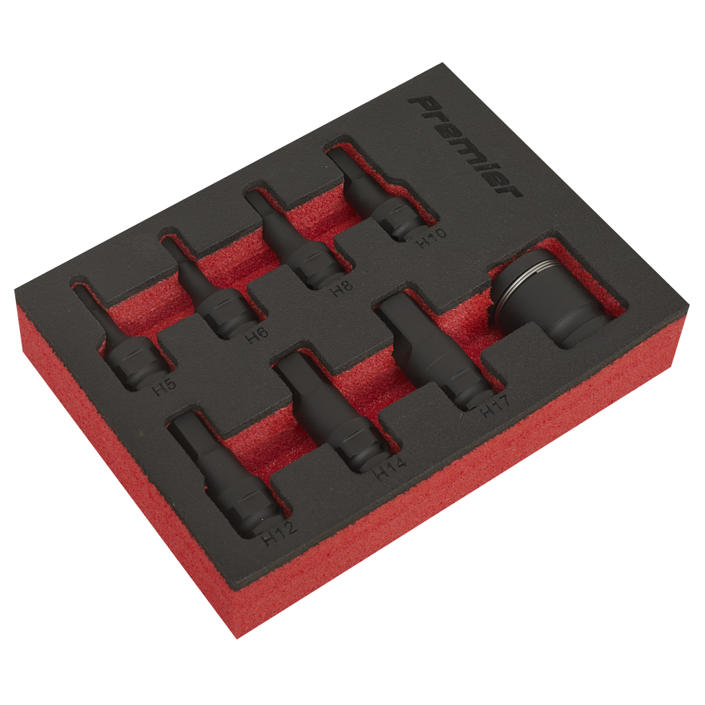 Sealey Premier Hex Impact Socket Bit Set 3/8"Sq Drive 8pc