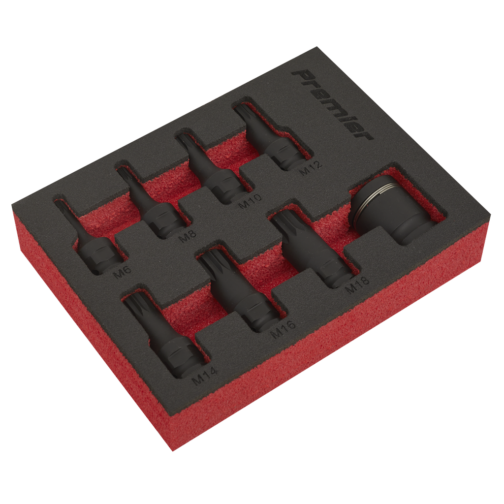 Premier Spline Impact Socket Bit Set 3/8"Sq Drive 8pc