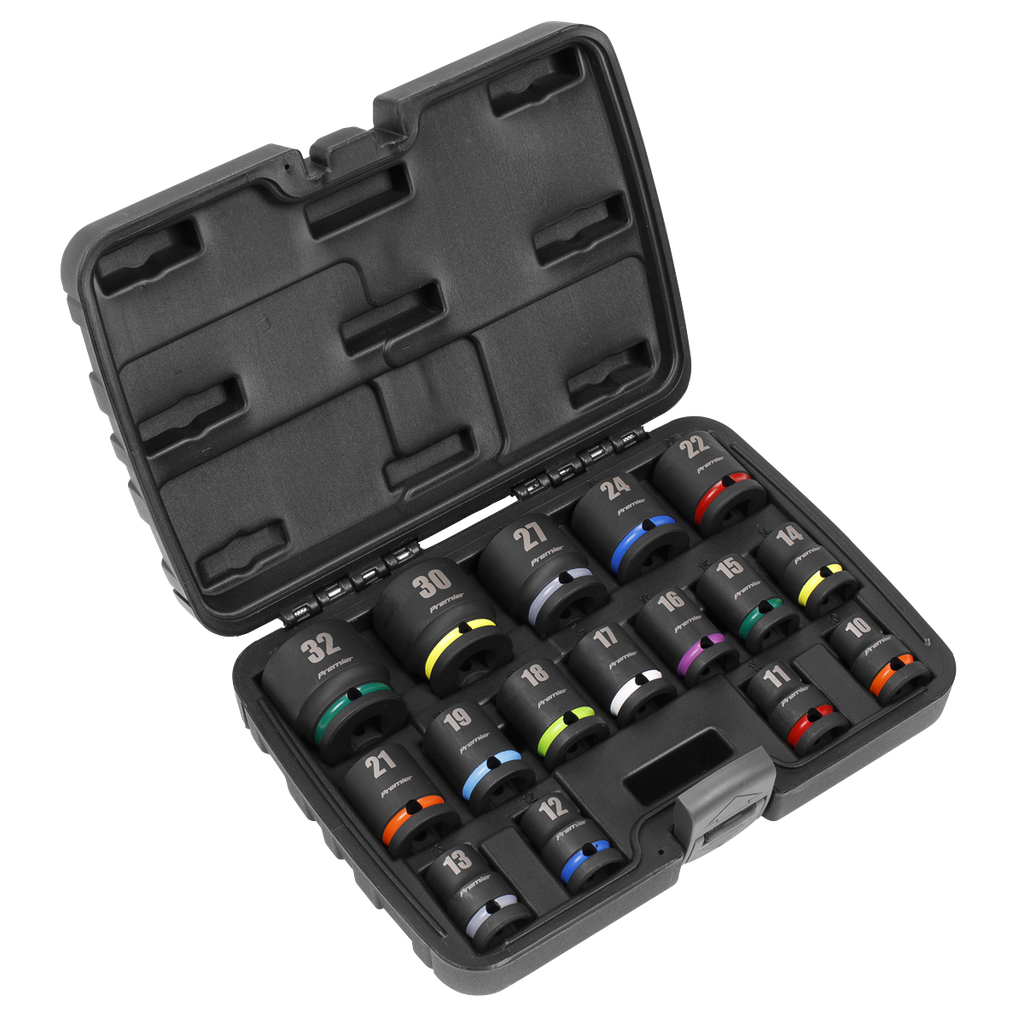Sealey Premier Impact Socket Set 1/2"Sq Drive 16pc