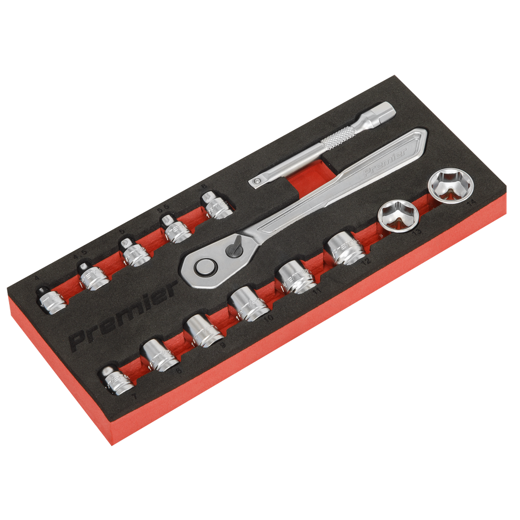 Sealey Premier Platinum Low Profile Socket Set 1/4"Sq Drive 15pc