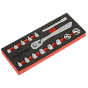 Premier Platinum Low Profile Socket Set 1/4"Sq Drive 15pc