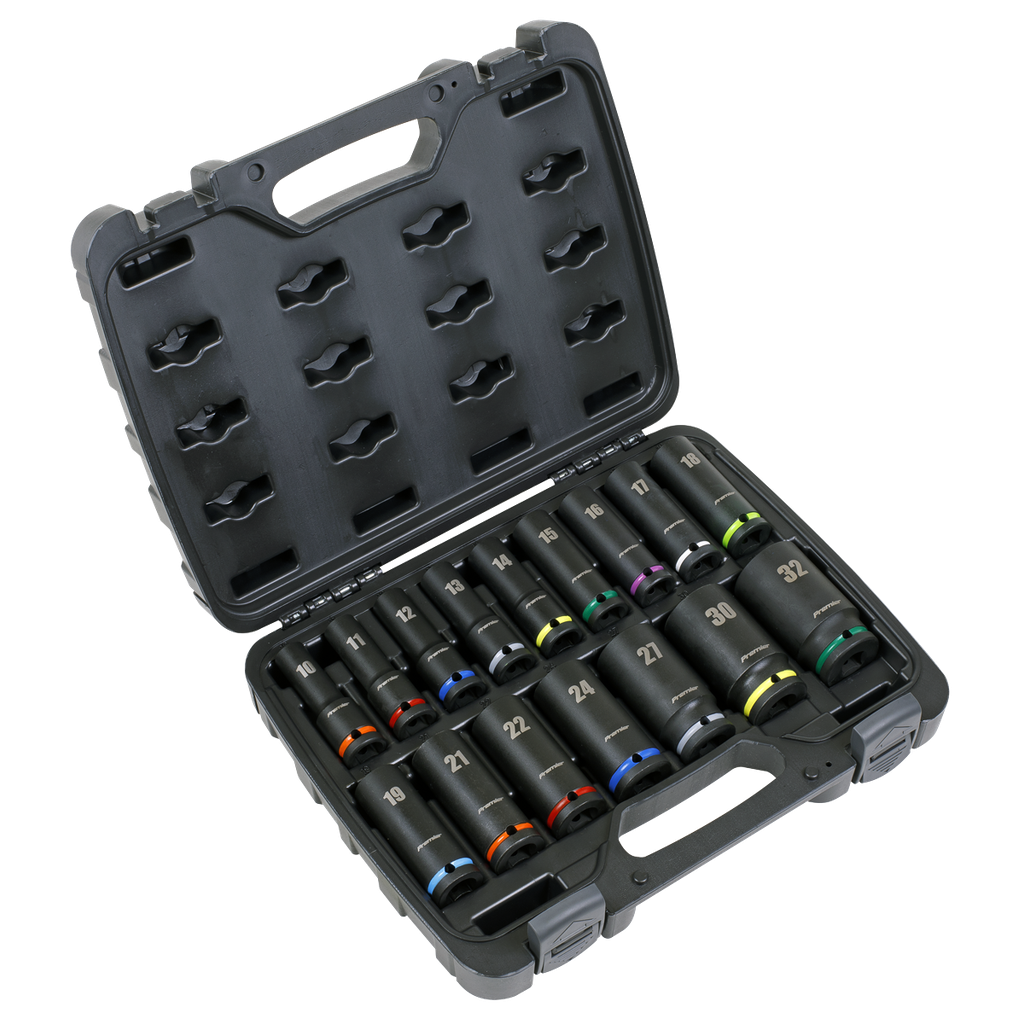 Sealey Premier Deep Impact Socket Set 1/2"Sq Drive 16pc