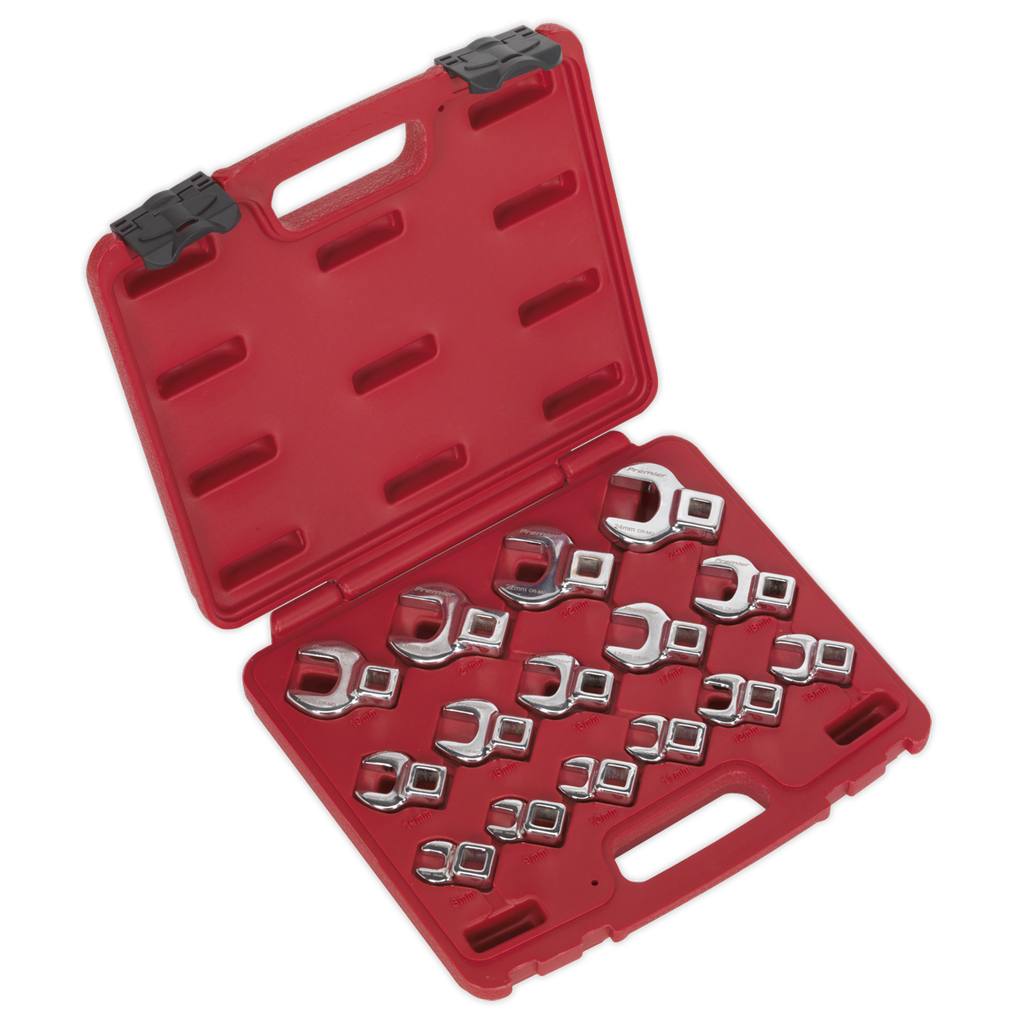Sealey Premier Crow's Foot Open-End Spanner Set 3/8"Sq Drive 15p