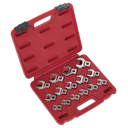 Sealey Premier Crow's Foot Open-End Spanner Set 3/8"Sq Drive 15p