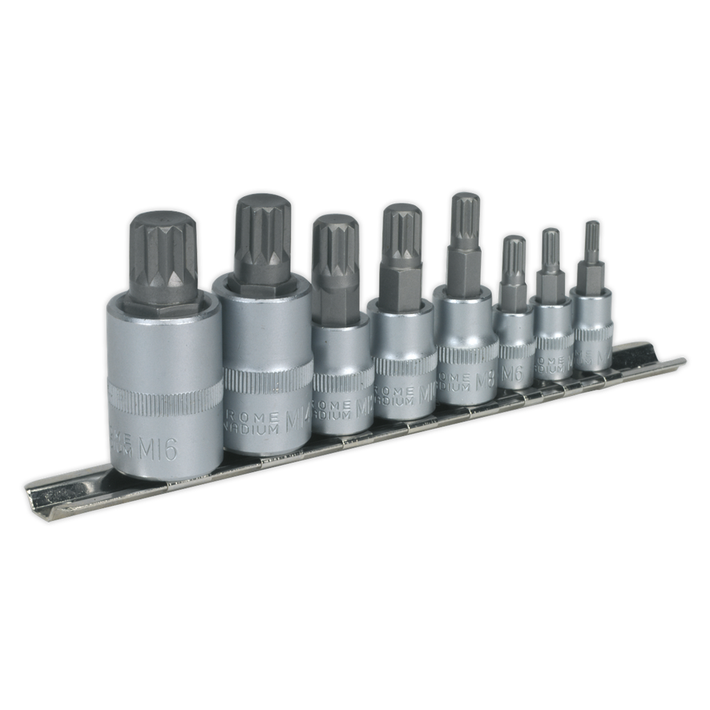 Sealey Premier Spline Socket Bit Set 1/4", 3/8" & 1/2"Sq Drive 8