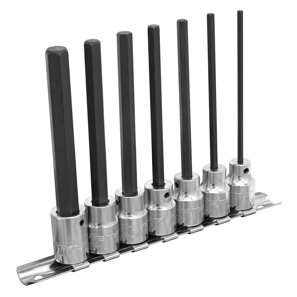 Sealey Premier Hex Socket Bit Set 3/8"Sq Drive 110mm 7pc