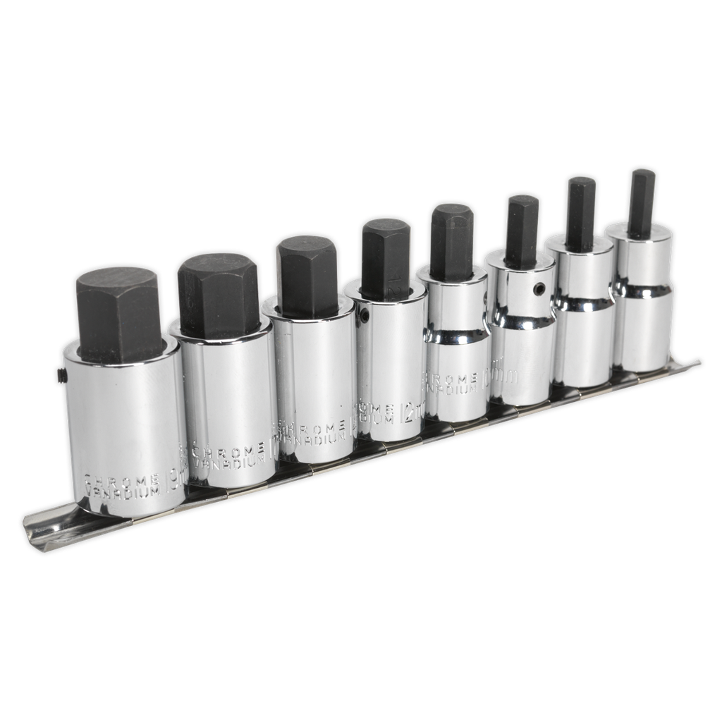 Sealey Premier Hex Socket Bit Set 1/2"Sq Drive 8pc