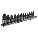 Premier Black Stubby TRX-Star* Socket Bit Set 1/4", 3/8" & 1/2"Sq Drive 12pc