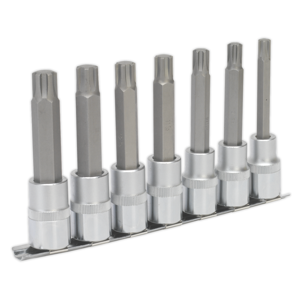 Sealey Premier Ribe Socket Bit Set 1/2"Sq Drive 100mm 7pc