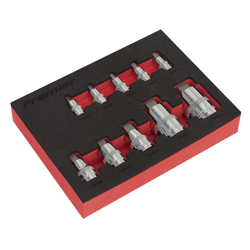 Premier Stubby Hex Socket Bit Set 1/4", 3/8" & 1/2"Sq Drive 10pc