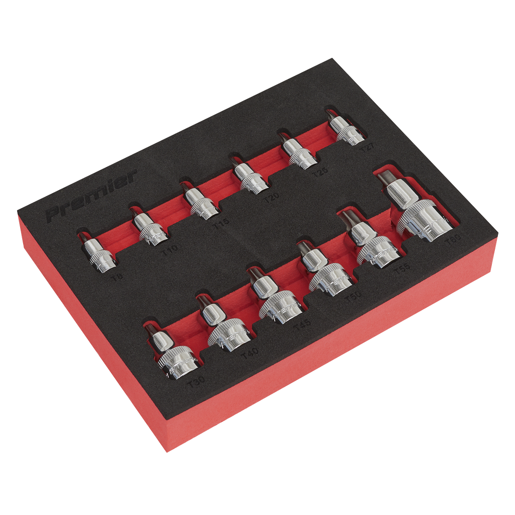 Sealey Premier Stubby TRX-Star* Socket Bit Set 1/4", 3/8" & 1/2"Sq Drive 12pc