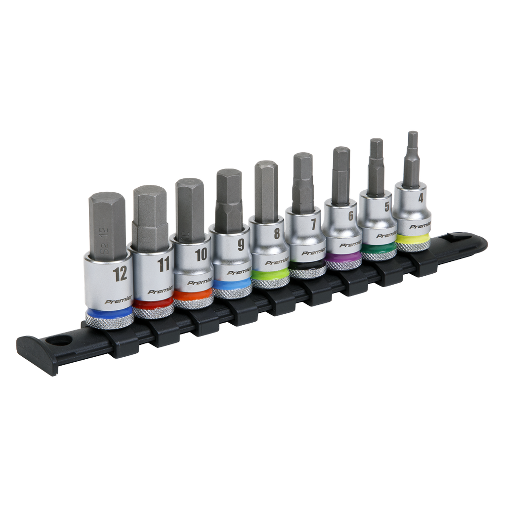 Sealey Premier Platinum Hex Socket Bit Set 3/8"Sq Drive 9pc