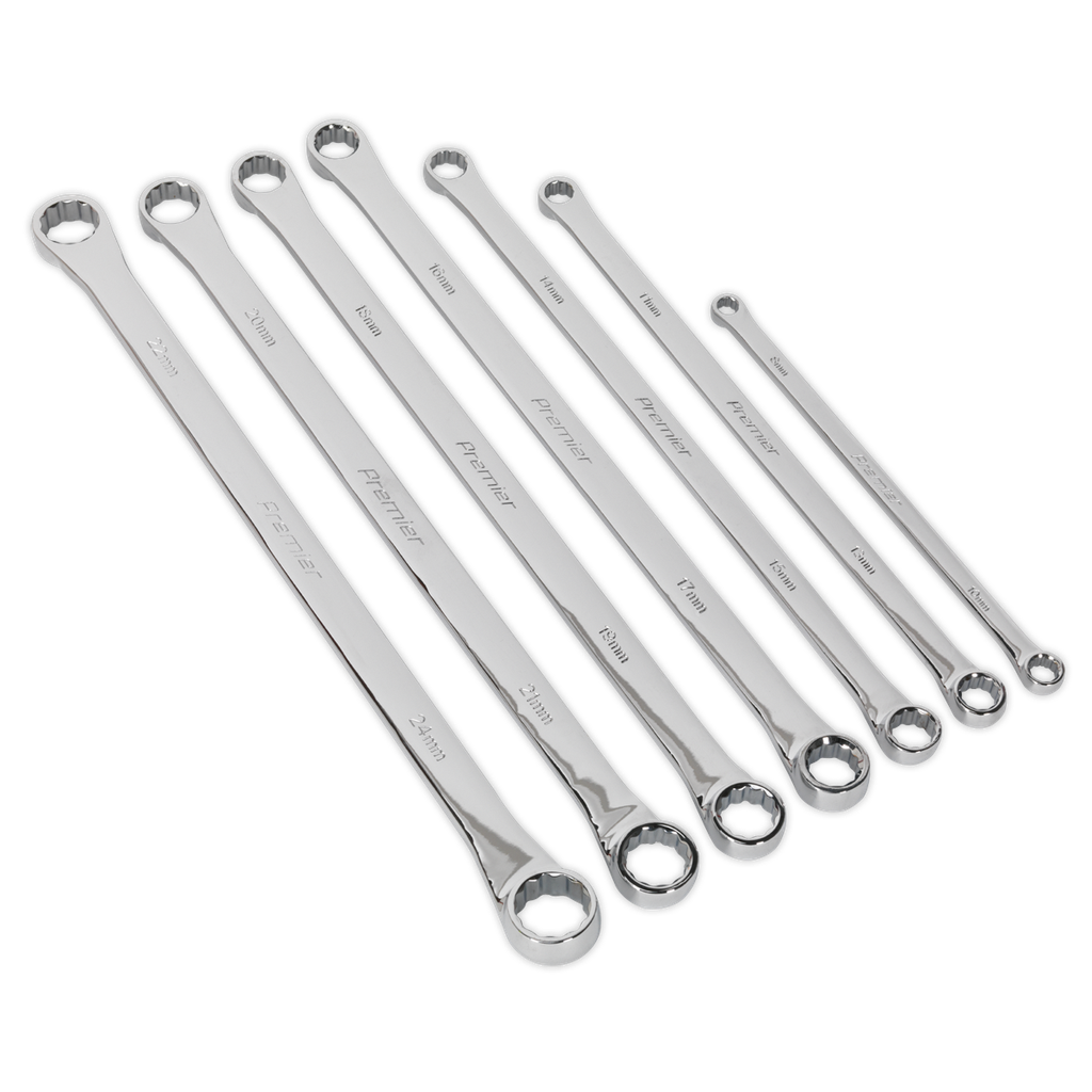 Sealey Premier Extra-Long Double End Ring Spanner Set 7pc