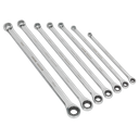 Sealey Premier Extra-Long Double Ring Ratchet/Fixed Spanner Set 