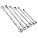 Premier Extra-Long Flexi-Head Double End Ratchet Ring Spanner Set 6pc