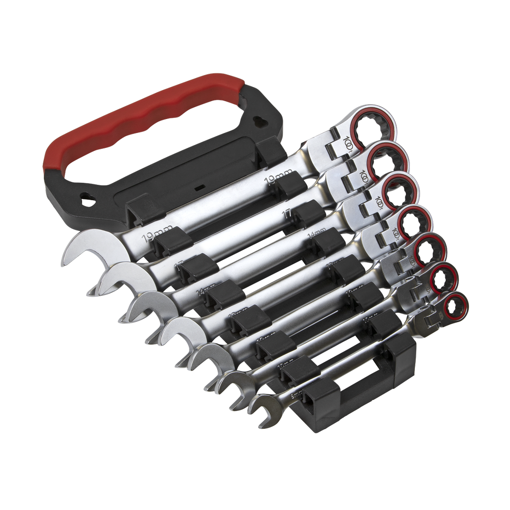 Sealey Premier Platinum Flexi-Head Ratchet Combination Spanner Set 7pc