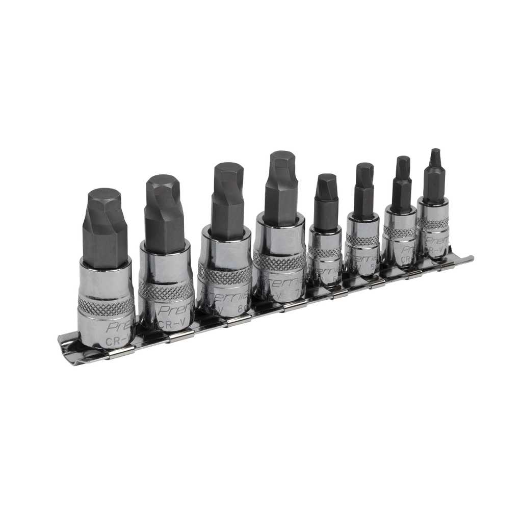 Sealey Premier Lock-On™ Hex Socket Bit Set 1/4" & 3/8"Sq Drive 8