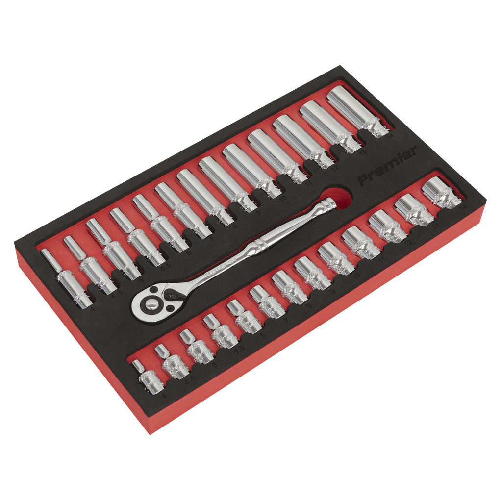 Premier Ratchet Wrench & Socket Set 1/4"Sq Drive 27pc