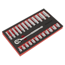 Premier Ratchet Wrench & Socket Set 3/8"Sq Drive 25pc