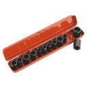 Sealey Premier Metric/Imperial Impact Socket Set 3/8"Sq Drive 12pc