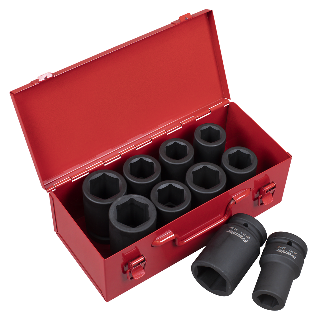 Sealey Premier Metric/Imperial Deep Impact Socket Set 1"Sq Drive 10pc