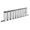 Sealey Premier Total Drive® Deep Socket Set 1/2"Sq Drive 10pc