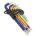 Sealey Premier Imperial Long Ball-End Hex Key Set 9pc
